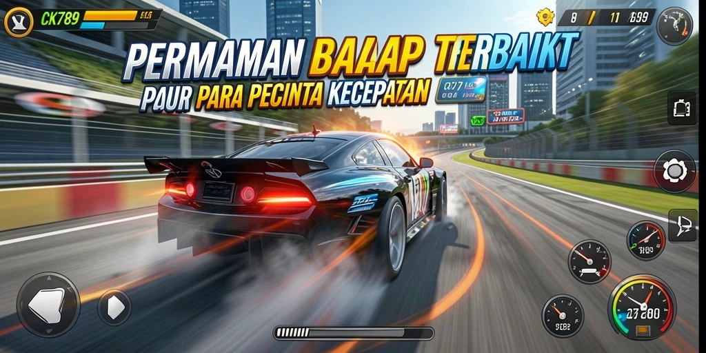Tampilan gameplay CK789 dengan aksi balap yang mendebarkan.
