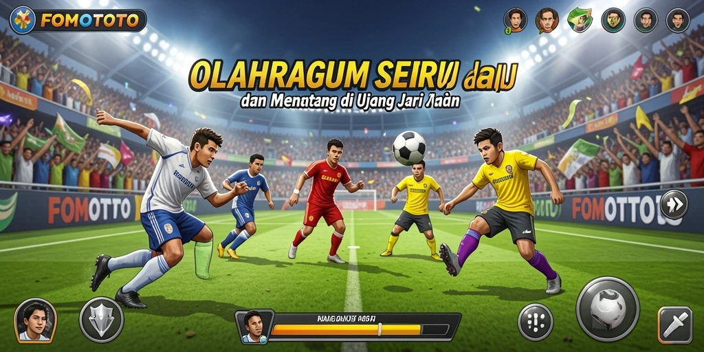 Tampilan gameplay FOMOTOTO yang menegangkan dalam pertandingan olahraga.