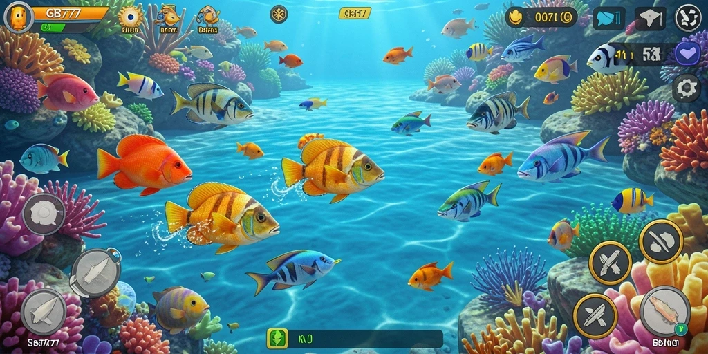 Tampilan grafis menarik dalam gameplay Tembak Ikan.