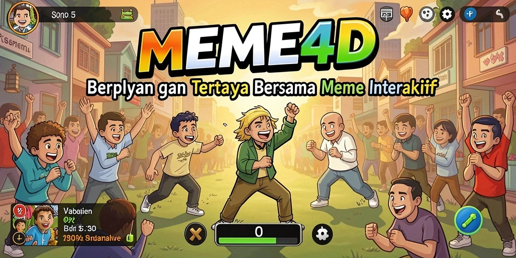 Screenshot gameplay MEME4D dengan interaksi meme yang seru.