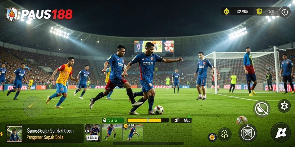 Tampilan gameplay PAUS188 yang mendebarkan di lapangan sepak bola.