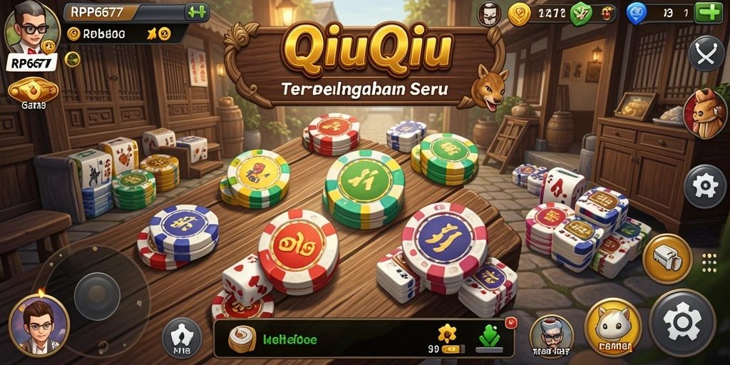 Screenshot gameplay QiuQiu yang menampilkan pertarungan kartu intens.