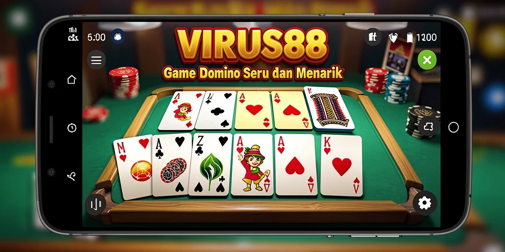 Tampilan gameplay seru dari VIRUS88 dengan kartu Domino.